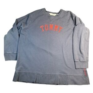Tommy Hilfiger Woman 3X Navy Blue Red Spellout Crewneck Sweatshirt Pullover